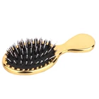 Custom Logo Mini Plating Nylon Boar Bristle Detangle Plastic Hair Brush Boar Baby Comb Brush