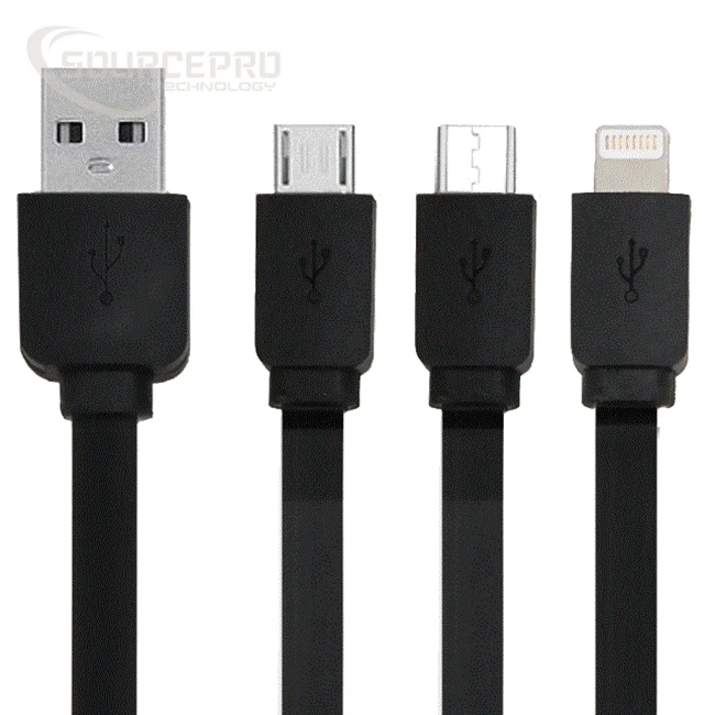Cable Manufacturer High Speed PVC Android Charging Cables 3 in 1 USB Cable Flat USB Cable - ANKUX.COM
