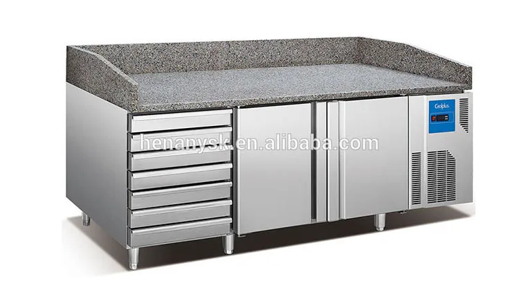 OEM Refrigerated Cabinet With Baking Tray Marble Top Work Bench Various Styles Baking Refrigerator Work Table