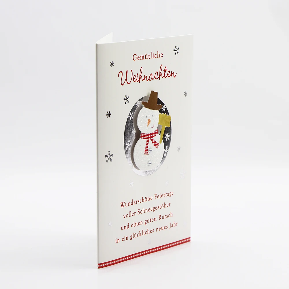 Пользовательские блеск Рождественская открытка снеговик