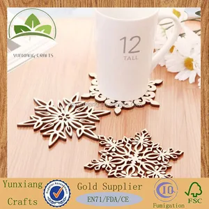 new design christmas gift wood cap snowflake coaster