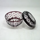 HOT SALE overlay engraved jewelry box glass candle jarl glass jar with glass lid