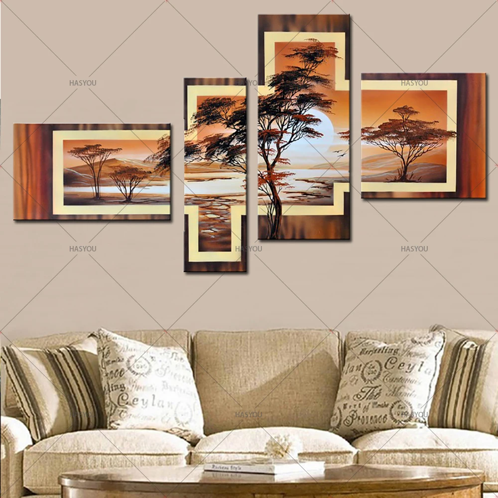 4-Piece-Hand-Painted-African-Abstract-Landscape-Oil-Paintings-on-Canvas-Modular-Pictures-for-Living-Room (2)