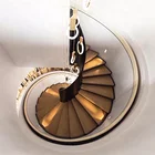 Luxury Safe Wood Marble Steps Curved Staircase