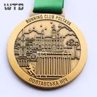 Running Match Honorable Award Folk Arts Custom Design Souvenir Trophy Gold Plated Marathon Sport Medal
