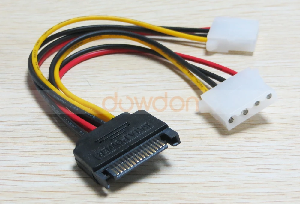 High Quality 15 Pin Sata Male To 2 Ide Splitter Female Power Cable