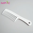 Large white or color custom wide tooth long handled hair comb plastic