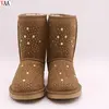 AN-CF-88 High Discount Genuine Leather Factory Wholesale Shiny Sequins Slip-on Women Snow Boots In Stock