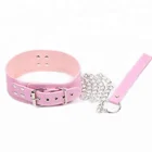 Leather Slave Collar Leash Sex Neck Ring for Women Men Adults Games Toy