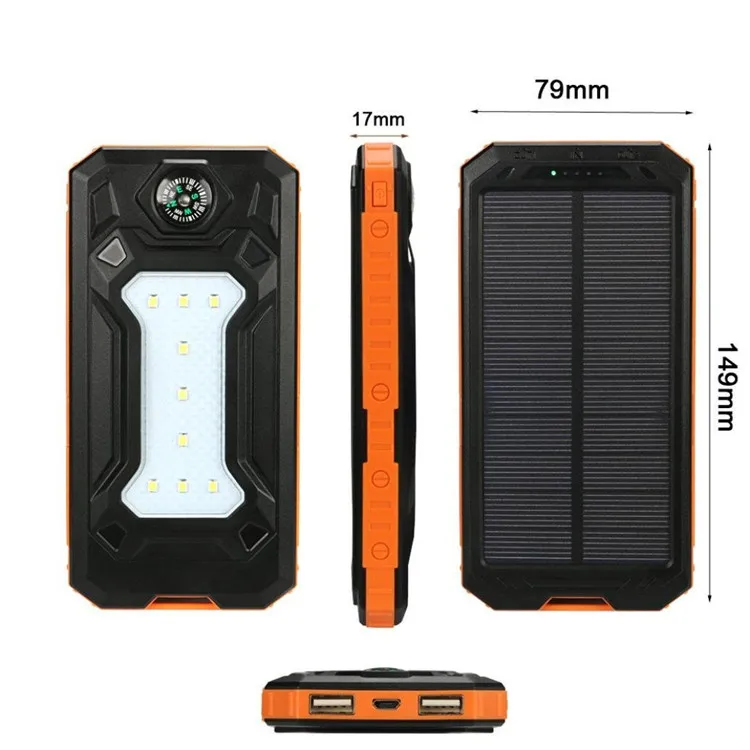 Dual usb charger solar charger power bank waterproof Charger for iPhone 11 for Samsung w20 - ANKUX.COM