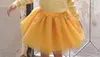 Competitive price hotsell girl yellow green petal tutu skirt