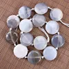 AB0573 Hot sale grey stripe agate coin beads,natural gray agate flat round beads