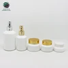 White opal glass bottle slant shoulder cosmetic glass spray bottle and glass facial cream jar