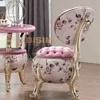 Romantic Pink European Neoclassical Living Room Furniture Set / Round Sofa Bench Pumpkin Stool