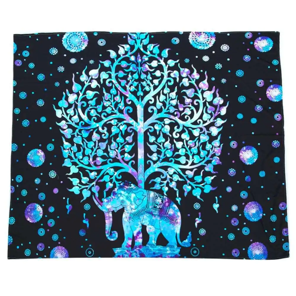 Hot Indian Bohemian Tapestry Elephant Peacock Boho Wall Hanging Carpet Bedspread Beach Picnic Blanket Pad 130x150cm/153x203cm