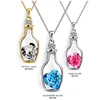Hot Women Crystal Rhinestone Love Heart Drift Bottle Pendant Necklace Chain Gift