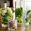 Tall cylinder clear glass flower vase