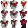 Beautiful New Red rose Flower Embroidery Lace Neckline Fabric DIY handmade Wedding Dress Lace Collar For Sewing Supplies Crafts