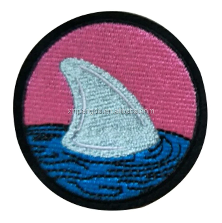 hot sale unique design shark dorsal fin embroidery felt patch