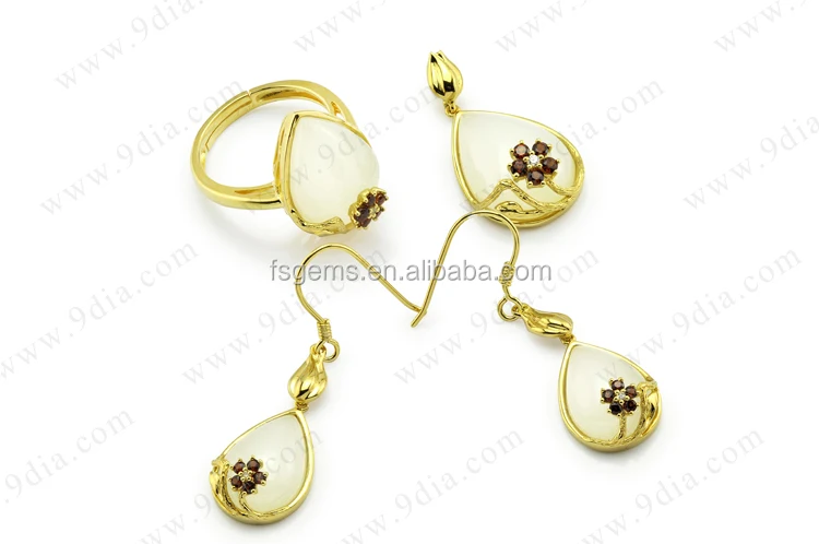 G1S003104A Wholesale 925 Sterling Silver Rose Gold Plated Hetian Jade Cabochon Jewelry Setting