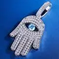 KRKC&CO White Gold Iced Out Hamsa Hand Pendant Hip Hop Jewelry for amazon/ebay/wish online store for Wholesale Agent in Stock