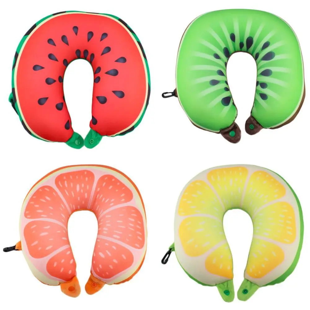 Fruit U Shaped Pillow Cushion Nanoparticles Neck Pillow Car Travel Realxation Pillow Watermelon for Office Home Gift