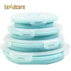 4PC Lunch Collapsible Box Silicone Food Storage Container Meal Prep Round Box