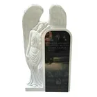 White Marble And Shanxi Black Big white angel tombstone monument with letter carved design,white marble stone for grave