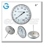 High Quality stainless steel 6 inch bimetal stem thermometer