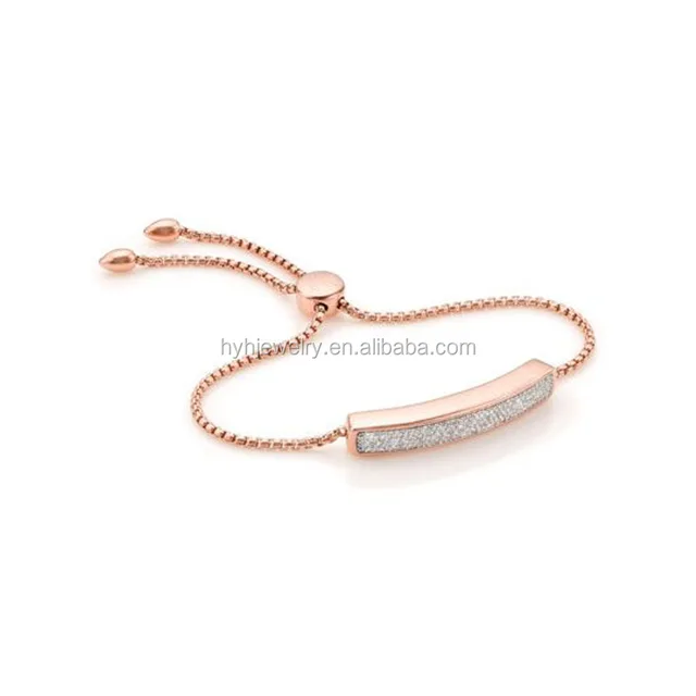 women rose gold chain adjust slave bracelets 925 sterling silver