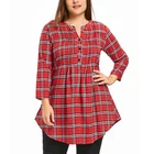 Plus size women clothing blouse cotton long sleeve plaid shirt