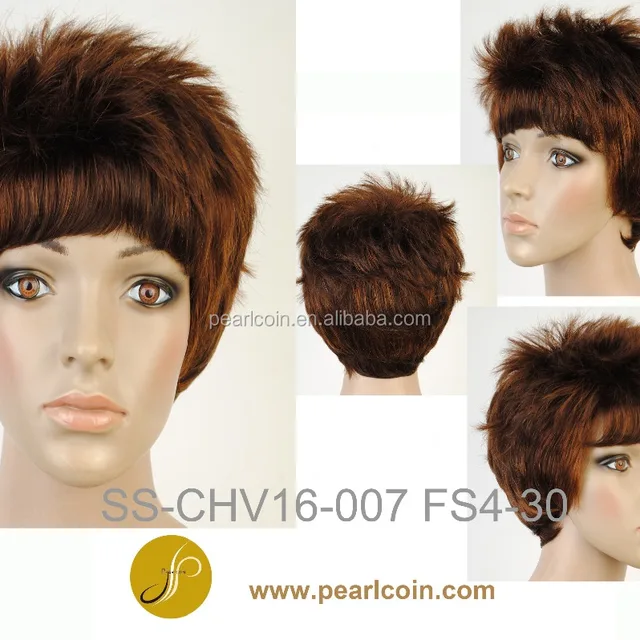 100% human hair trending style flip out spiky short cut wig