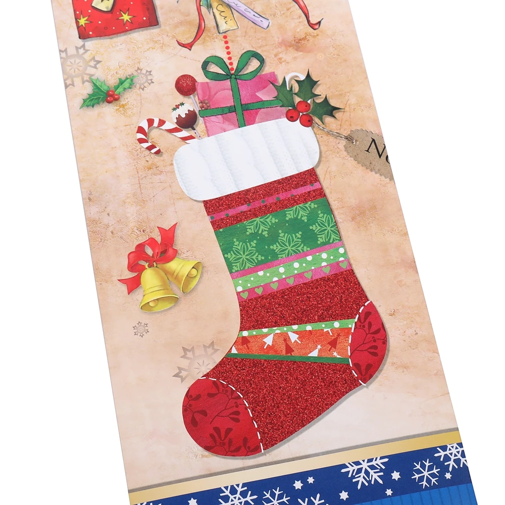 Cute Design Printing Foldable Christmas Stocking Kraft Gift Wrapping Paper Wine Bag