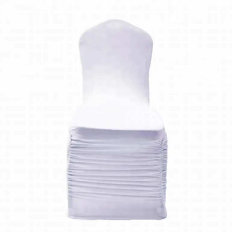 White Spandex Chairs With Swag Back Chair Covers Ruched wedding chair cover