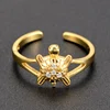 14K gold plated rings adjustable micro pave tortoise shape toe ring