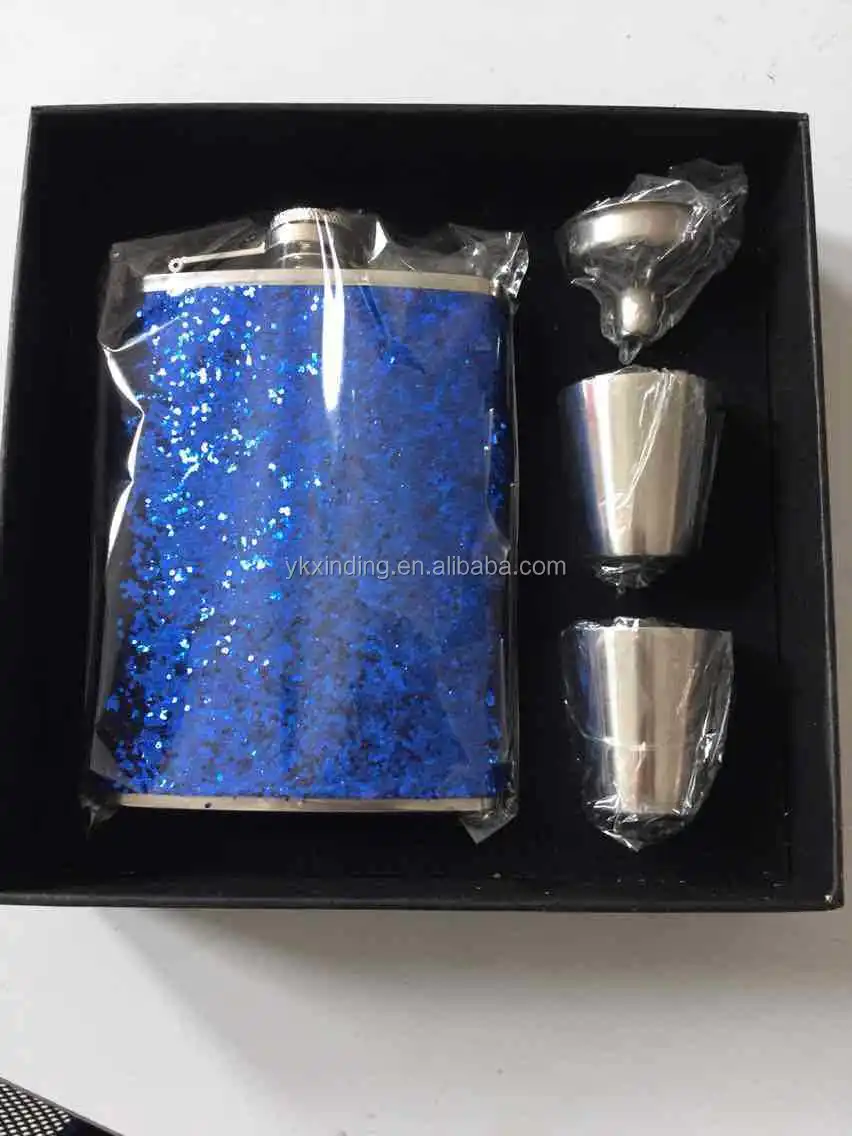 8oz stainless steel hip flask with leather hip flask gift set