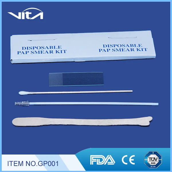 disposable pap smear kit with wooden cervical spatula ce