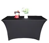 Wholesale cheap 4ft 6ft black rectangle stretch trade show spandex table linens