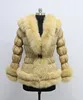 2018 New Product Lady's Real Fox Fur Trim Down Coat Winter Big Hood Puffer Jackets