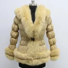 2018 New Product Lady's Real Fox Fur Trim Down Coat Winter Big Hood Puffer Jackets