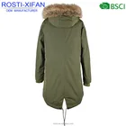 Newest Fishtail Parka Women Warm Padded Faux fox fur on hood and Artificial Rex Rabbit Fur Lining Coat Hooded