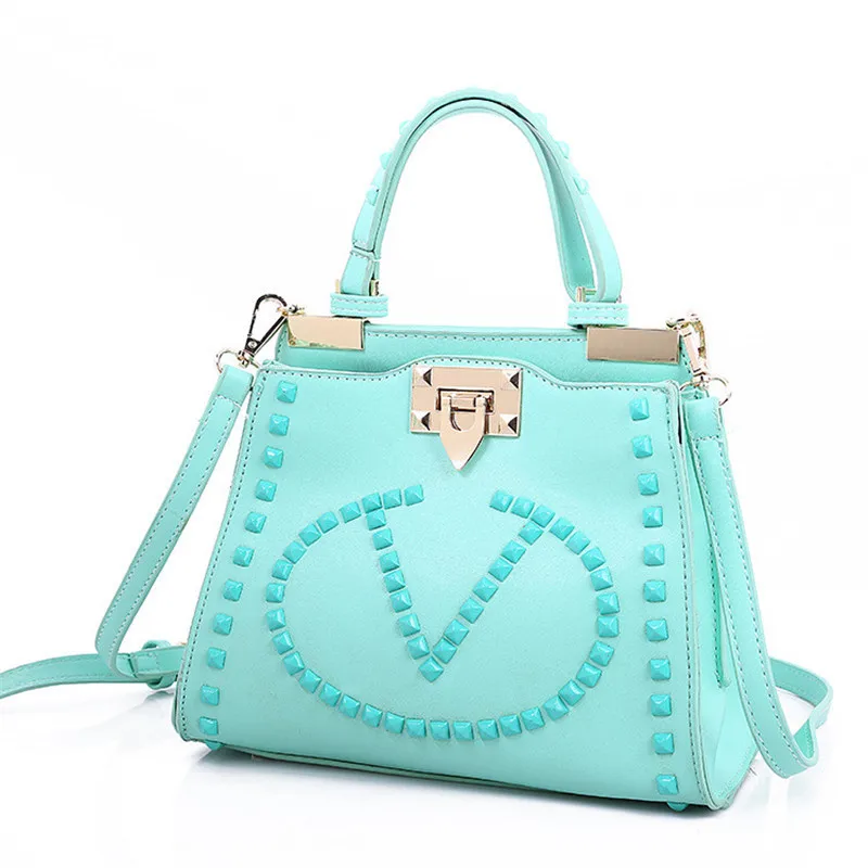 2015 Scrub Handbags New Spring and Summer Rivet Simple Handbags European and American Style V Letter Scrub Handbag 2015 on-line
