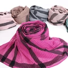 fashion wrinkle headband women stretchy cotton plaid crinkle muslim scarf stripe shawls hijab