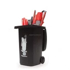 OEM Plastic Mini Desktop wheelie bin pen holder
