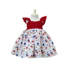 OEM 2018 new design cute baby girl flower dress red ruffle floral toddler party boutique outfit for wholesale