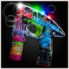 Super power flashing LED light up transparent shooter bubble gun