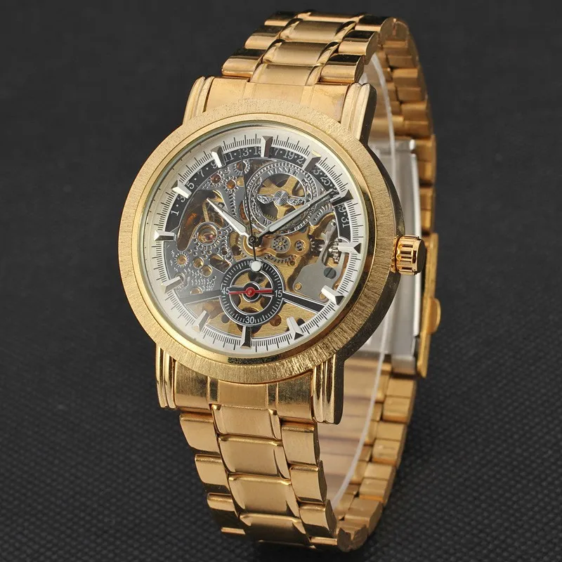 New Silver Watches Luury Brand Men's Fashion Automatic Embossed Skeleton Man Mechanical Watches relogio masculino Relojes