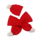 P18D139CH cute baby woman knit winter warm beanie hat and scarf 2 in 1give set