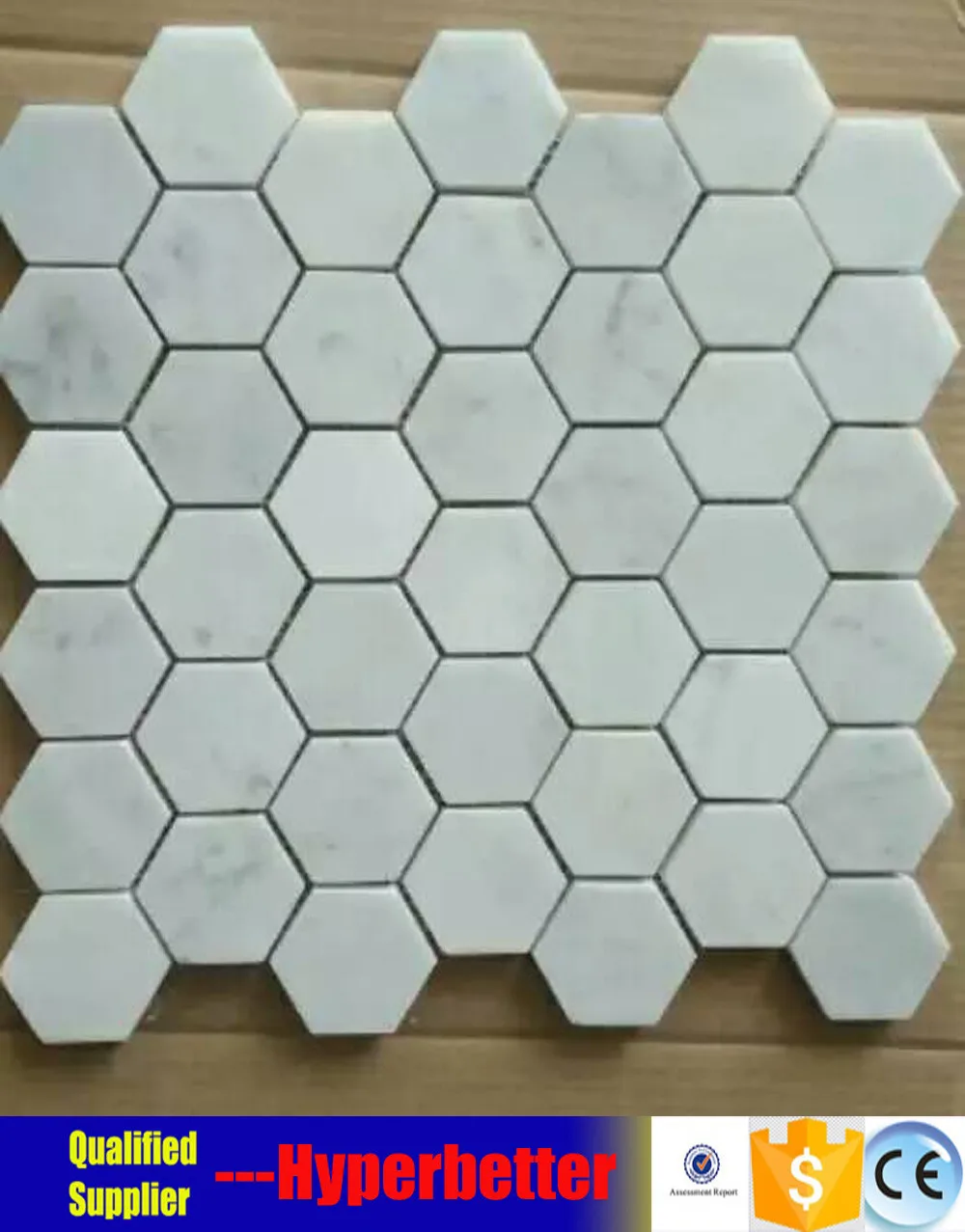 Hexagonal shape  white marble mosaic.jpg