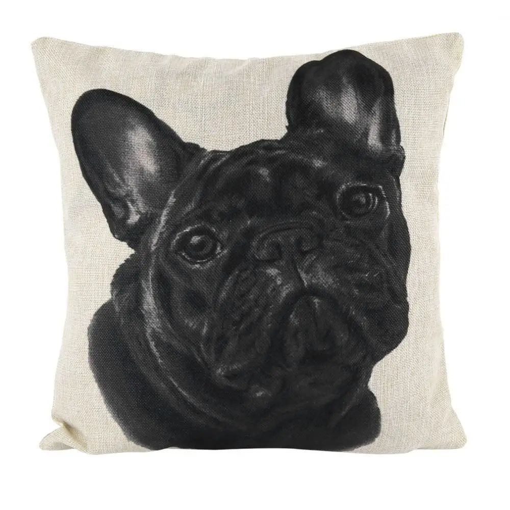 45*45CM Funny Lovely Animal Dog Pattern Office Cushion Pillow Cover Cotton Linen Decorative Pillows Pillowcases Covers 5 Types